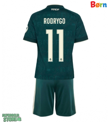Real Madrid Rodrygo Goes #11 Replika Babytøj Udebanesæt Børn 2026-27 Kortærmet (+ Korte bukser)